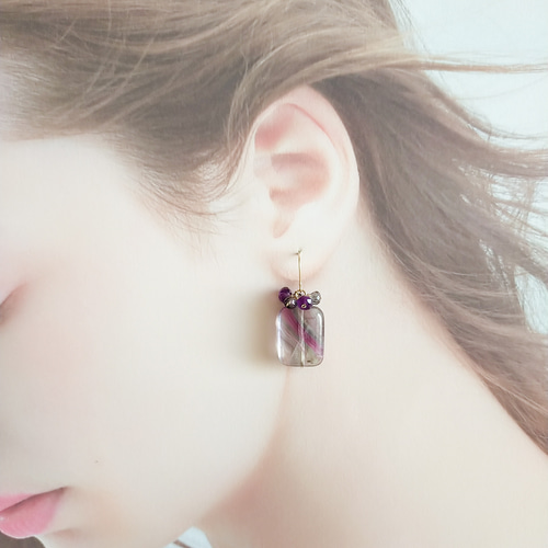 専用です　おまとめ　14kgf アメジストとフローライトのシェルのピアス 14kgf/ﾌﾛｰﾗｲﾄ/ｱﾒｼﾞｽﾄ/ｼﾙﾊﾞｰﾌﾗｯｼｭｸﾘｽﾀﾙ｜雪消月 - yukigiezuki