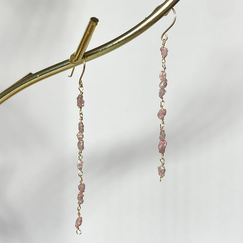 送料無料】ピンクダイヤモンド✨原石 k10 ピアス no.128 ピアス  