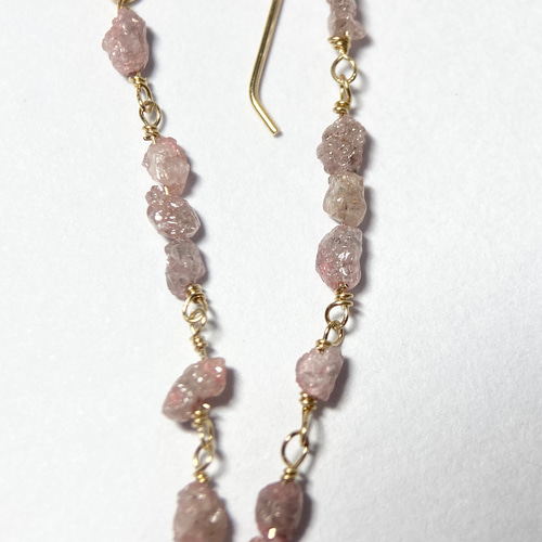 送料無料】ピンクダイヤモンド✨原石 k10 ピアス no.128 ピアス  