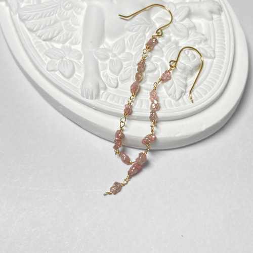 送料無料】ピンクダイヤモンド✨原石 k10 ピアス no.128 ピアス  