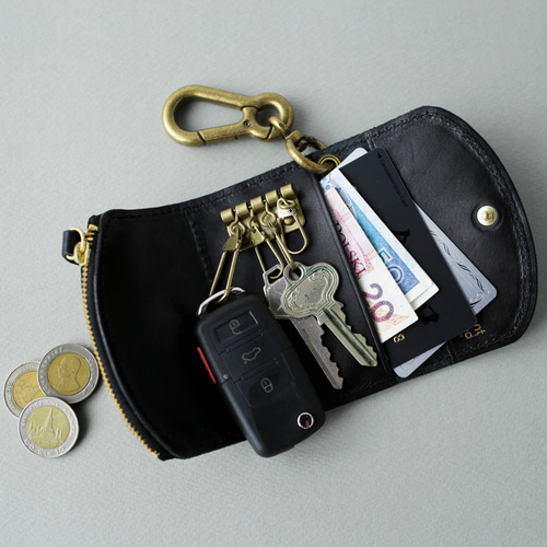 栃木レザー クロコダイル 型押し 日本製 カラビナ 付き キーケース