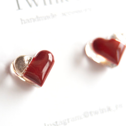 薔薇ビジュー♡ころっとハート　ボタニカルレジン　ピアス/イヤリング✩*¨ Natural flower × Swarovski heart cherry 》 ナチュラル