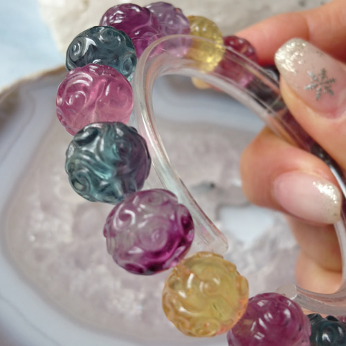 フローライト✨回紋珠✨ブレスレット ブレスレット F* 通販 17233283