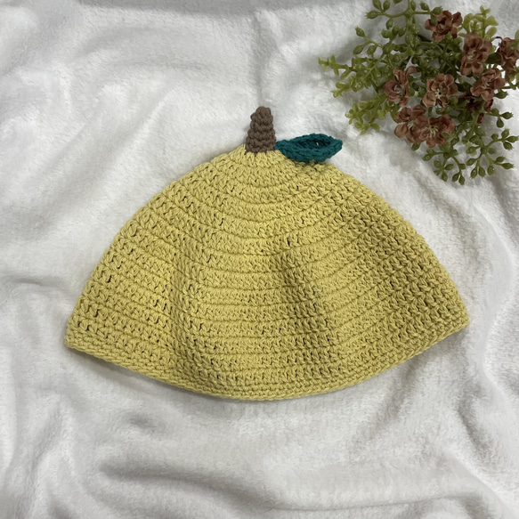 ゆず　帽子　ハンドメイド ゆず帽子 コットン 綿100%糸使用 帽子(ベビー・キッズ) amimono