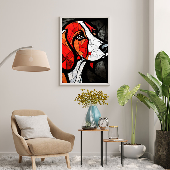 【Trinity (トリニティー)  - ビーグル犬 No.1】幸運 モダンアートポスター 犬の絵 犬の絵画 イラスト 7枚目の画像
