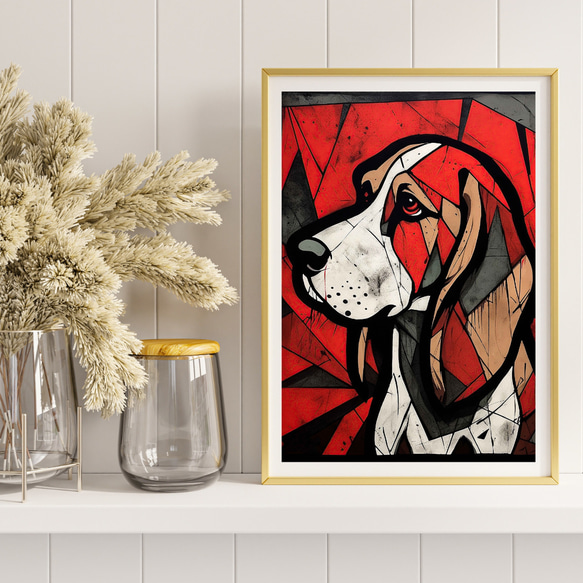 【Trinity (トリニティー)  - ビーグル犬 No.2】幸運 モダンアートポスター 犬の絵 犬の絵画 イラスト 8枚目の画像