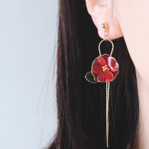 赤椿 ピアス・イヤリング つばき ツバキ ピアス（フック