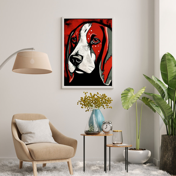 【Trinity (トリニティー)  - ビーグル犬 No.3】幸運 モダンアートポスター 犬の絵 犬の絵画 イラスト 7枚目の画像