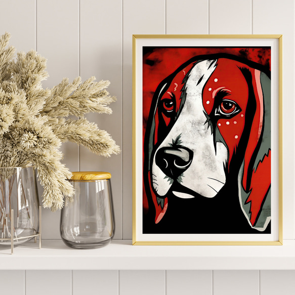 【Trinity (トリニティー)  - ビーグル犬 No.3】幸運 モダンアートポスター 犬の絵 犬の絵画 イラスト 8枚目の画像