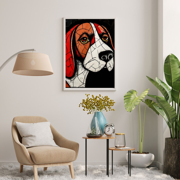 【Trinity (トリニティー)  - ビーグル犬 No.4】幸運 モダンアートポスター 犬の絵 犬の絵画 イラスト 7枚目の画像