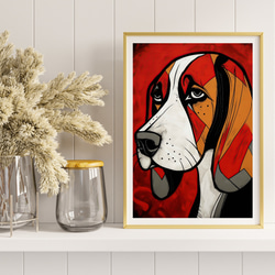 【Trinity (トリニティー)  - ビーグル犬 No.5】幸運 モダンアートポスター 犬の絵 犬の絵画 イラスト 8枚目の画像