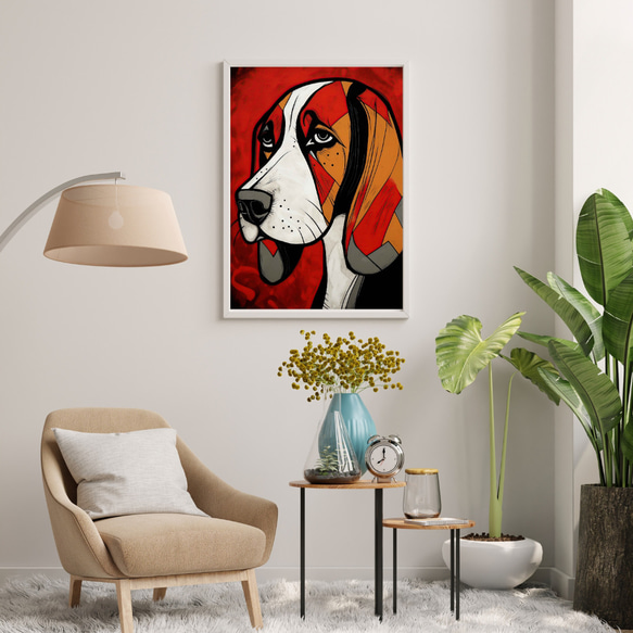 【Trinity (トリニティー)  - ビーグル犬 No.5】幸運 モダンアートポスター 犬の絵 犬の絵画 イラスト 7枚目の画像