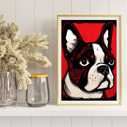 【Trinity (トリニティー)  - ボストンテリア犬 No.2】幸運 モダンアートポスター 犬の絵 犬の絵画 8枚目の画像