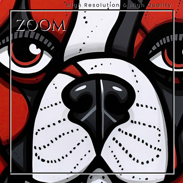 【Trinity (トリニティー)  - ボストンテリア犬 No.4】幸運 モダンアートポスター 犬の絵 犬の絵画 3枚目の画像
