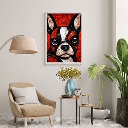 【Trinity (トリニティー)  - ボストンテリア犬 No.5】幸運 モダンアートポスター 犬の絵 犬の絵画 7枚目の画像