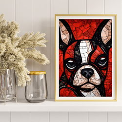 【Trinity (トリニティー)  - ボストンテリア犬 No.5】幸運 モダンアートポスター 犬の絵 犬の絵画 8枚目の画像
