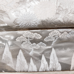 ワンタッチ帯　くらわん帯　正絹袋帯リメイク　プラチナ箔京名所文様　作り帯　 4枚目の画像