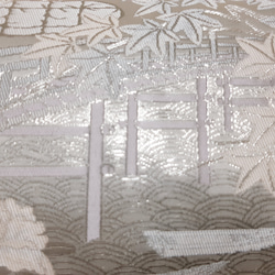 ワンタッチ帯　くらわん帯　正絹袋帯リメイク　プラチナ箔京名所文様　作り帯　 8枚目の画像