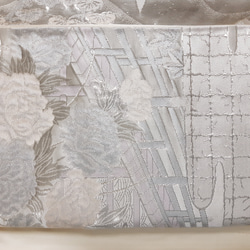ワンタッチ帯　くらわん帯　正絹袋帯リメイク　プラチナ箔京名所文様　作り帯　 12枚目の画像