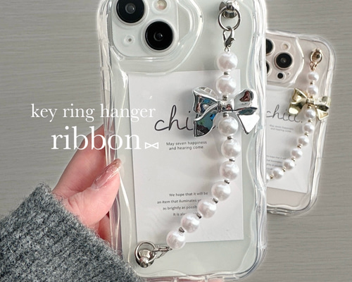 【YEGG】スマホケース Ribbon keyring iPhone Case キーホルダー 620a34df1800c3b91f48d70ffb73c1
