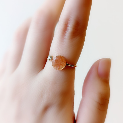 サンストーン リング 天然石 リング 天然石 指輪 フリーサイズリング