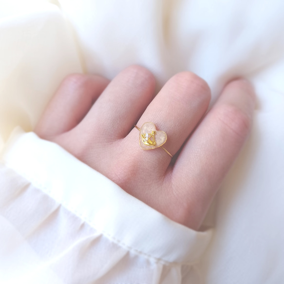 petit heart ring ハートオーブリング NO.02 (さくらピンク・フリーサイズ ) 2枚目の画像