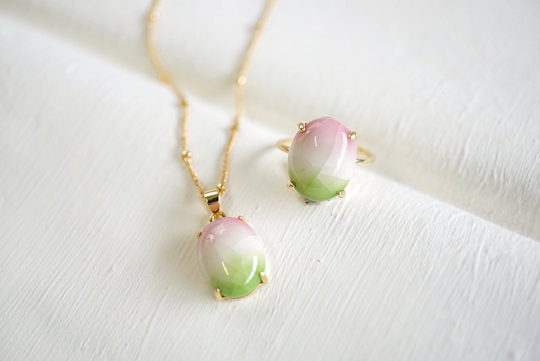 【受注制作】〈九谷焼・春の福袋〉春の宴-はるのうたげ- [リング・ネックレスセット]