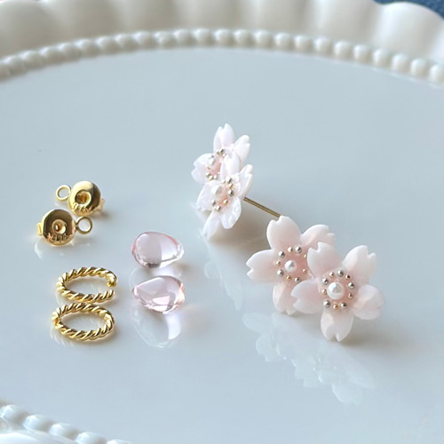 桜さくら】ピアス／イヤリング 春の誕生花2026 桜ハンドメイド2026 桜
