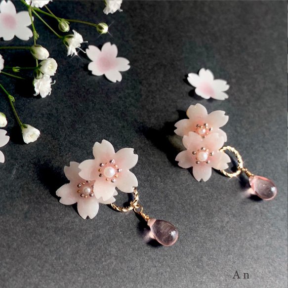 桜さくら】ピアス／イヤリング 春の誕生花2025 桜ハンドメイド