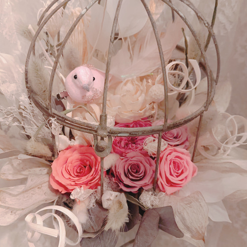 ❤️SALE❤️鳥籠プリザーブドフラワーアレンジ️ その他素材 shabby