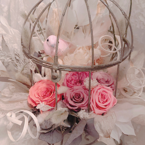 ❤️SALE❤️鳥籠プリザーブドフラワーアレンジ️ その他素材 shabby