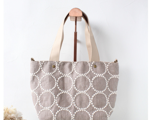 再販】ミナペルホネン タンバリン ブラウン×ライトベージュ トート