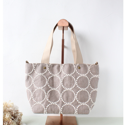 再販】ミナペルホネン タンバリン ブラウン×ライトベージュ トート