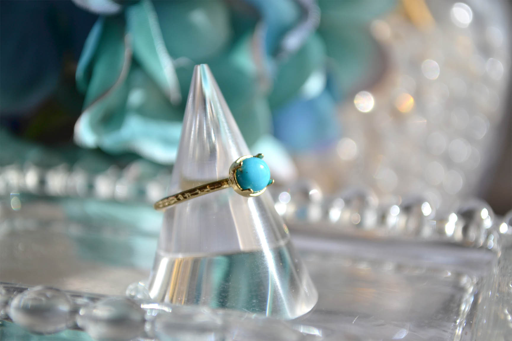 【12月誕生石】5㎜スリーピングビューティーターコイズ✧サイズフリーゴールドリング