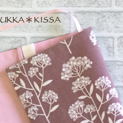 【S】文庫、A6、文庫トールブックカバー　くすみカラーの草花柄（ピンク/綿コーデュロイ） 3枚目の画像