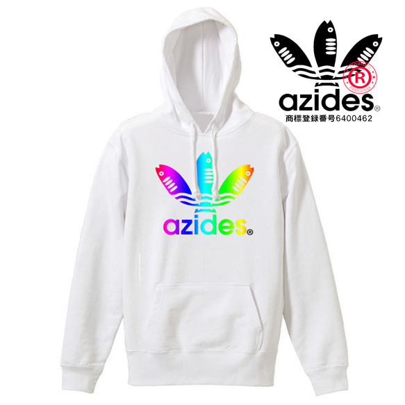 ［azides］8.4ozグラデーションカラーアジデス フーデットパーカー長袖 面白い おもしろ プレゼント パロディ 2枚目の画像