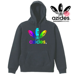 ［azides］8.4ozグラデーションカラーアジデス フーデットパーカー長袖 面白い おもしろ プレゼント パロディ 3枚目の画像