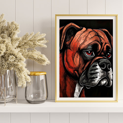 【Trinity (トリニティー)  - ボクサー犬 No.1】幸運 モダンアートポスター 犬の絵 犬の絵画 8枚目の画像