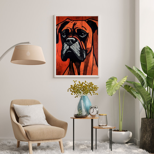 【Trinity (トリニティー)  - ボクサー犬 No.3】幸運 モダンアートポスター 犬の絵 犬の絵画 7枚目の画像