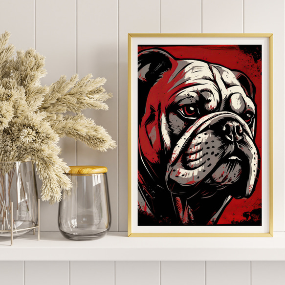 【Trinity (トリニティー)  - ブルドッグ犬 No.1】幸運 モダンアートポスター 犬の絵 犬の絵画 8枚目の画像
