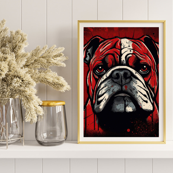 【Trinity (トリニティー)  - ブルドッグ犬 No.2】幸運 モダンアートポスター 犬の絵 犬の絵画 8枚目の画像