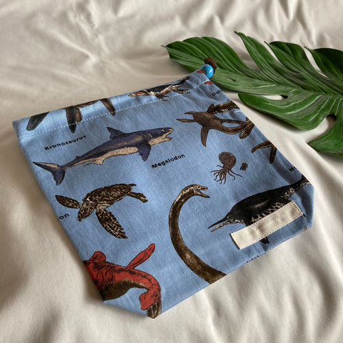 オーダーOK】入園入学給食袋コップ入れ巾着☆01海竜古代生物恐竜深海