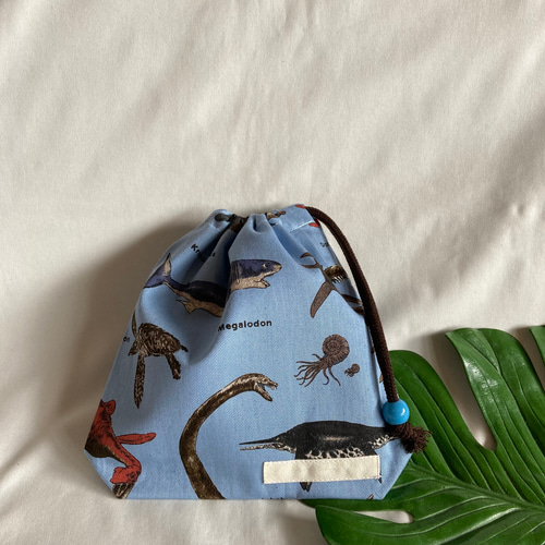 オーダーOK】入園入学給食袋コップ入れ巾着☆01海竜古代生物恐竜深海