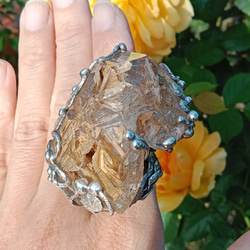 黃泥骸骨/骨幹水晶原礦手工銀戒 ~「0」~ Skeletal Quartz Silver Ring 第20張的照片