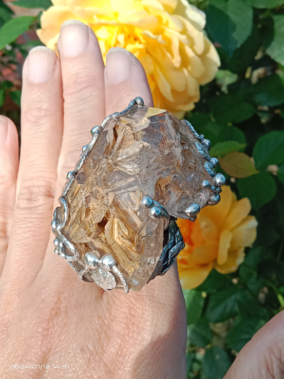 黃泥骸骨/骨幹水晶原礦手工銀戒 ~「0」~ Skeletal Quartz Silver Ring 第20張的照片