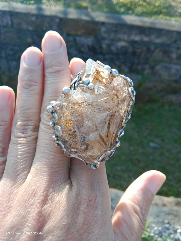 黃泥骸骨/骨幹水晶原礦手工銀戒 ~「0」~ Skeletal Quartz Silver Ring 第4張的照片