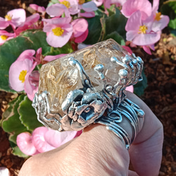 黃泥骸骨/骨幹水晶原礦手工銀戒 ~「0」~ Skeletal Quartz Silver Ring 第14張的照片