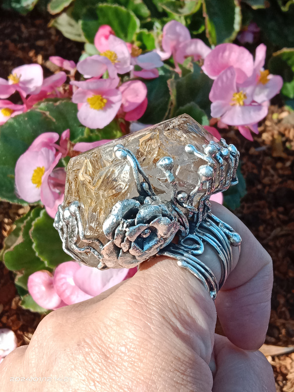 黃泥骸骨/骨幹水晶原礦手工銀戒 ~「0」~ Skeletal Quartz Silver Ring 第14張的照片