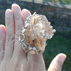 黃泥骸骨/骨幹水晶原礦手工銀戒 ~「0」~ Skeletal Quartz Silver Ring 第1張的照片