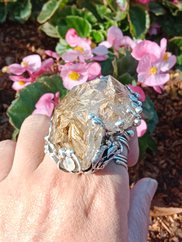 黃泥骸骨/骨幹水晶原礦手工銀戒 ~「0」~ Skeletal Quartz Silver Ring 第13張的照片